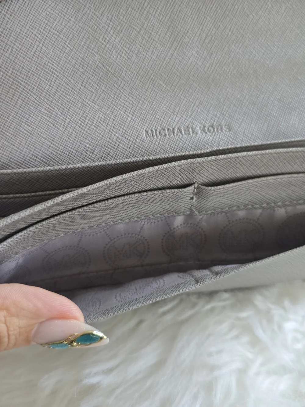 Michael Kors Taupe Saffiano Leather Satchel with Wallet